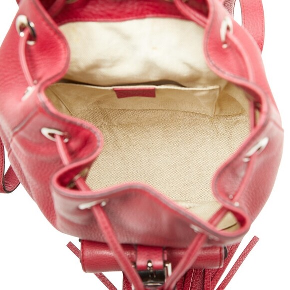GUCCI Red Leather Bamboo Backpack main image 11